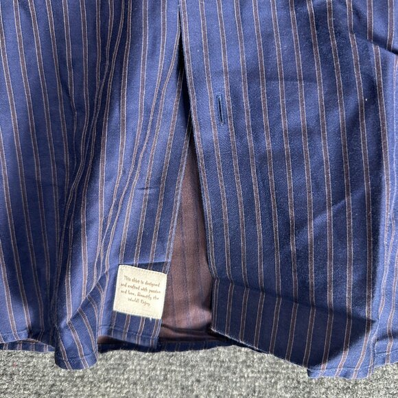 Hugo Boss Shirt Mens Medium Blue Stripe Cotton Button Up Long Sleeve - Picture 6 of 10
